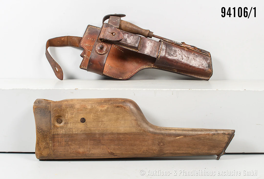 Anschlagkasten / Hartschalenholster aus Holz, 1. WK, für Pistole Mauser