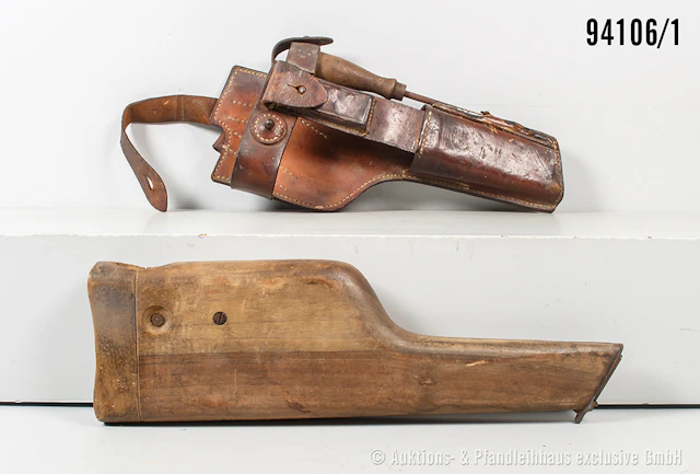 Anschlagkasten / Hartschalenholster aus Holz, 1. WK, für Pistole Mauser