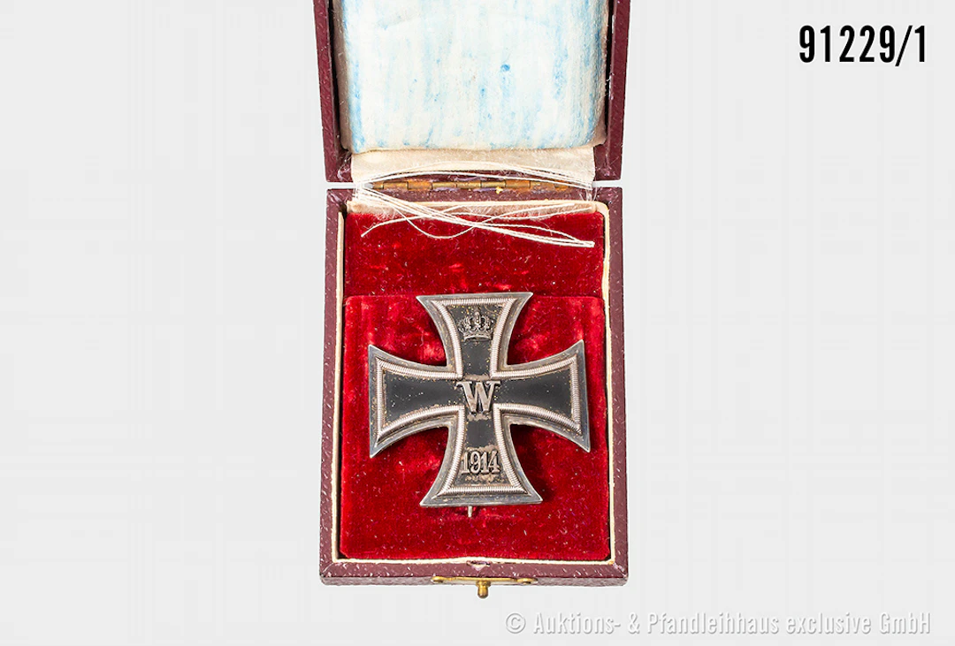 Konv. EK 1 1914, Silberpunze "950", Nadelhaken ergänzt, sowie beschädigtes