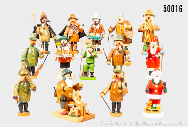 Großes Konvolut Räuchermänner, Holz, farbig gefasst, dabei KWO, RG