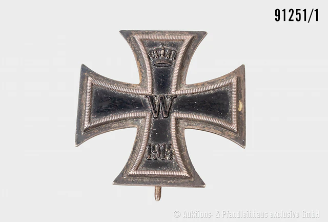 EK 1 1914, Hersteller "S-W" auf der Nadel, guter Zustand mit Altersspuren