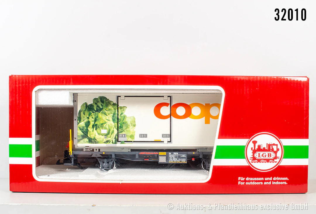 LGB Spur 2m: 45899 Containerwagen, RhB, ?Coop mit Salat?, Z 1-2, OVP