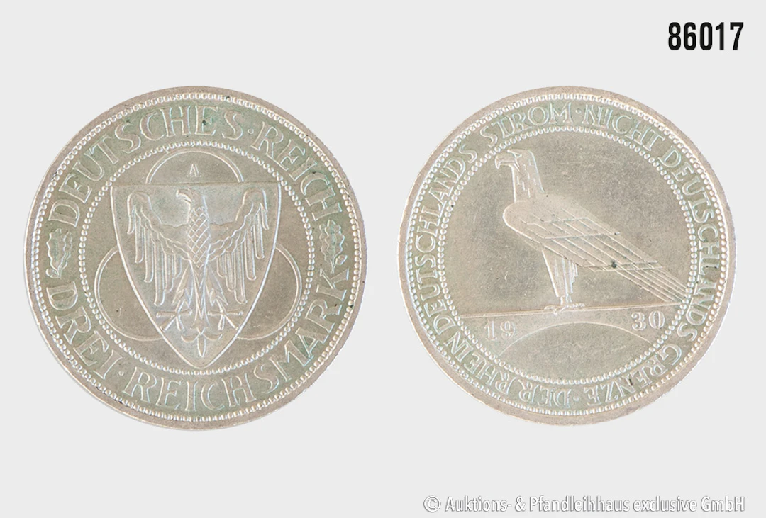 Weimarer Republik 3 Reichsmark 1930 A Der Rhein Deutschlands Strom