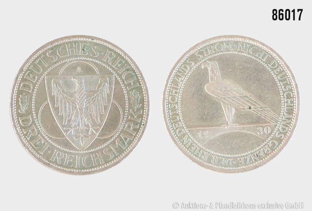 Weimarer Republik 3 Reichsmark 1930 A Der Rhein Deutschlands Strom