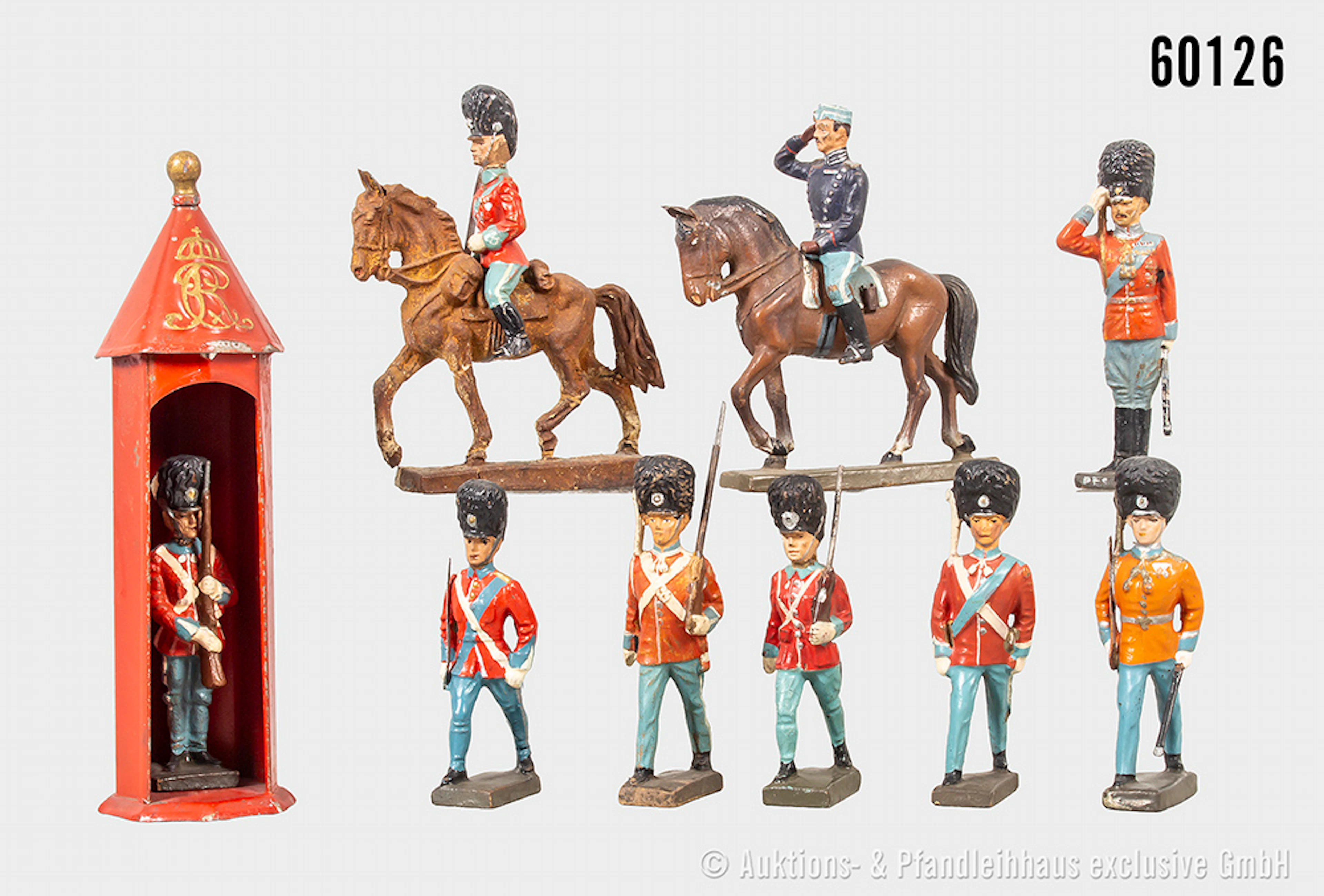 Lineol dänische Figuren, dabei König Christian X und Fahnenträger