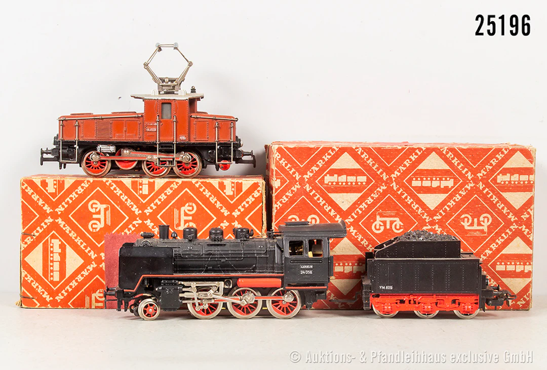 Märklin H0: FM 800 Schlepptenderlok, BN 24 058 & 3001 E-Lok, BN E63