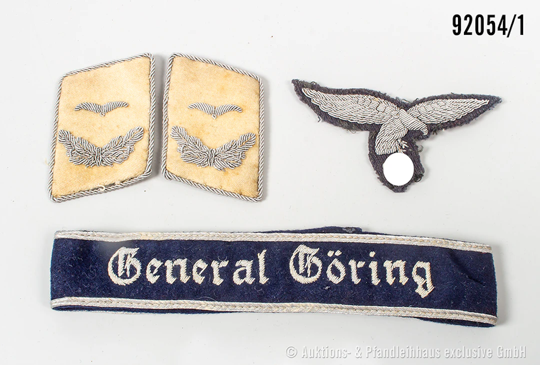 Konv. Luftwaffen-Felddivision 1 Paar Kragenspiegel Leutnant, Brustadler