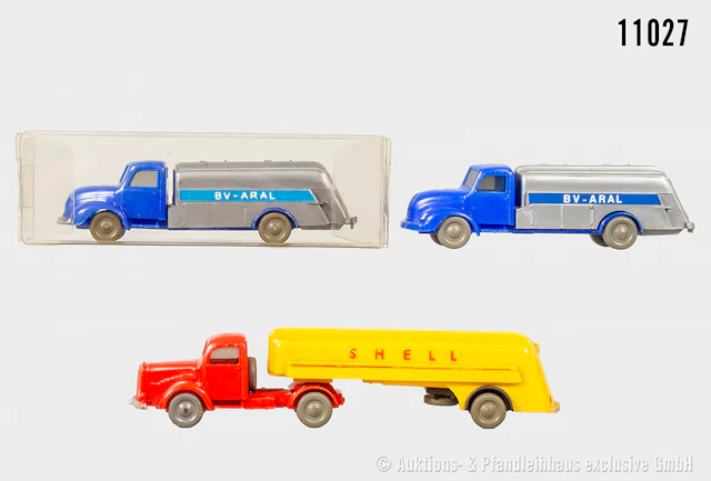 Wiking H0 Modellfahrzeuge, Tanklaster, 1x "Shell", 2x "BV-Aral", es