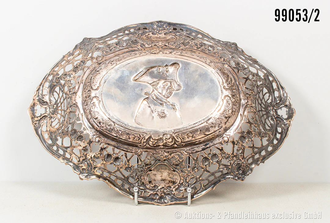 patriotische durchbrochene Obstschale, mit König Friedrich II. von