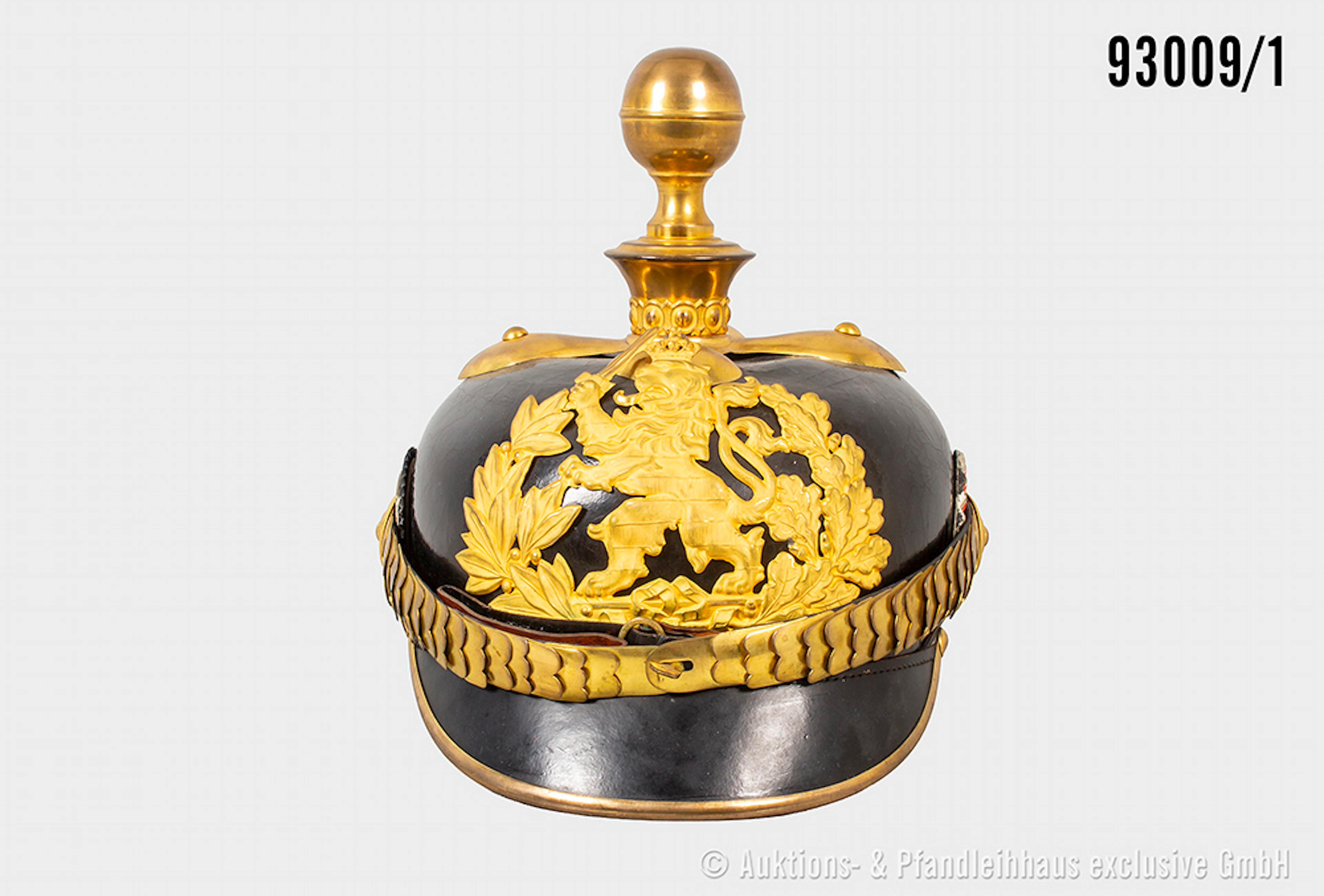 Hessen-Darmstadt, Pickelhaube für Offiziere der Feldartillerie, komplett