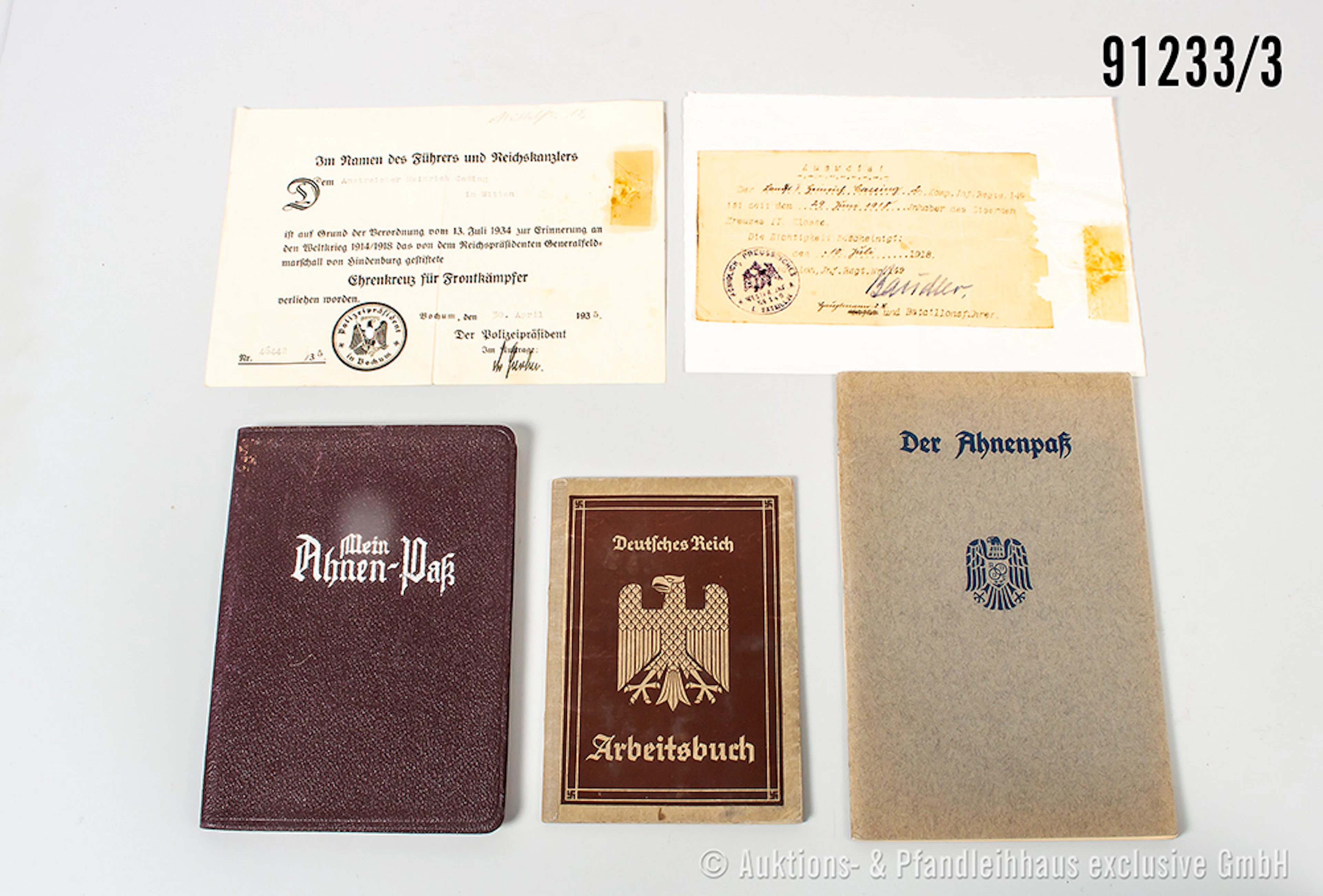 Konv. EK 2 1914 mit beschädigtem Ausweis von 1918, EKF mit Urkunde