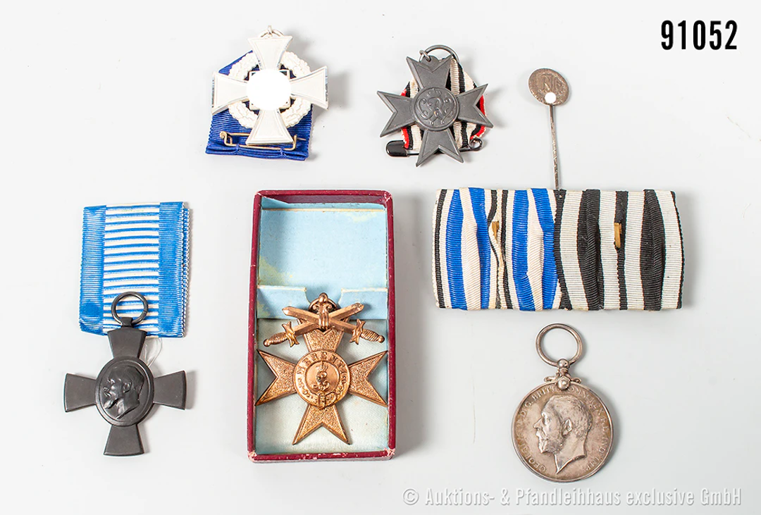 Konv. Bayern, König-Ludwig-Kreuz mit Verleihungspapier, MVK 3. Kl.