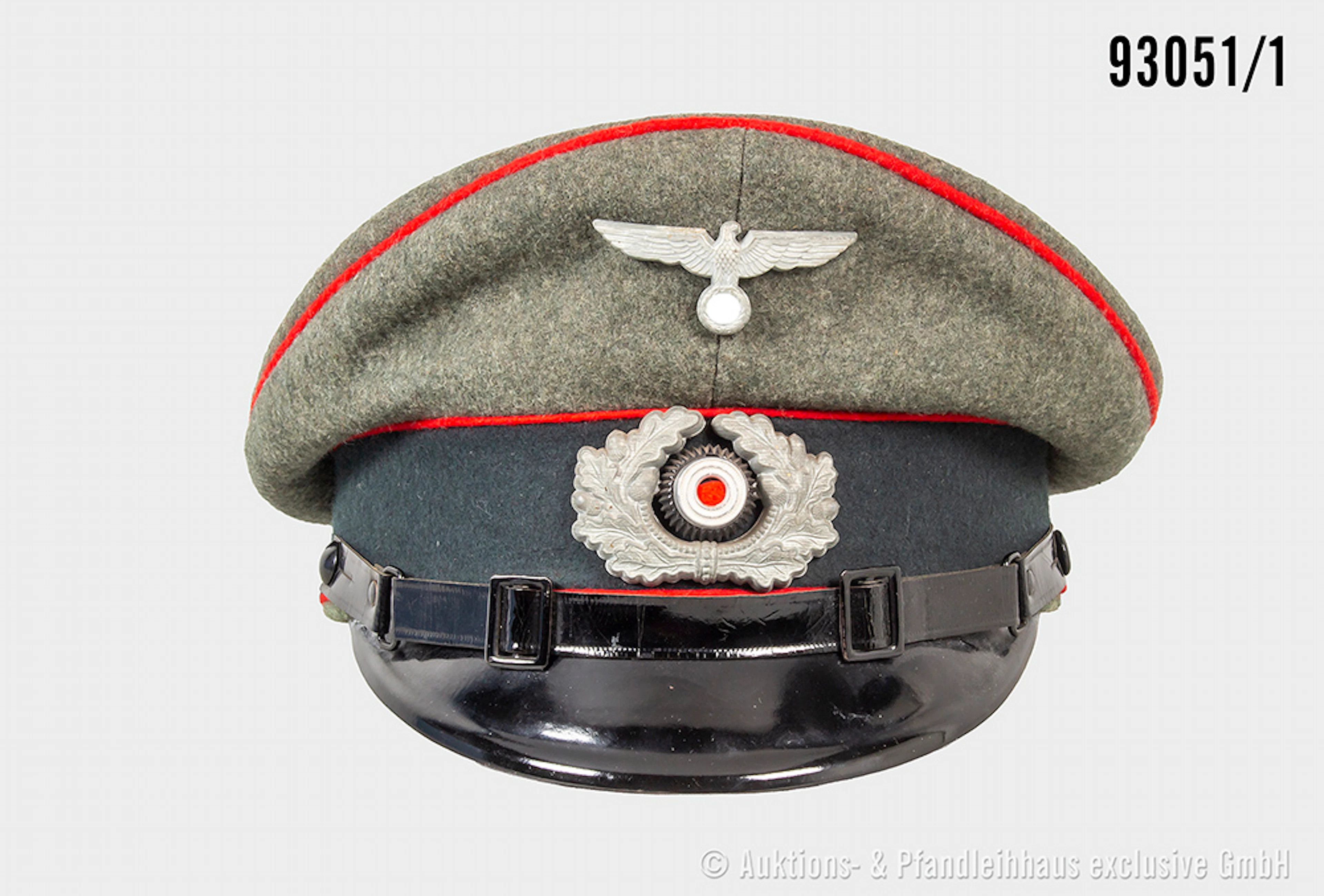 Schirmmütze für Mannschaften der Artillerie, komplett mit Effekten