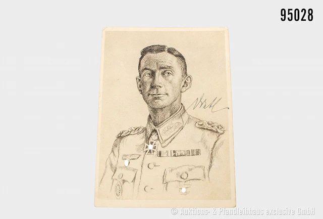 Postkarte General der Gebirgstruppen Eduard Dietl, Vorderseite mit