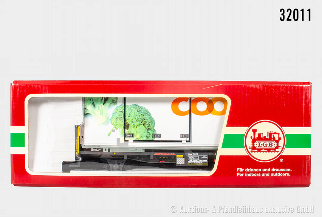 LGB Spur 2m: 45899 Containerwagen, RhB, ?Coop mit Brokkoli?, Z 1-2, OVP