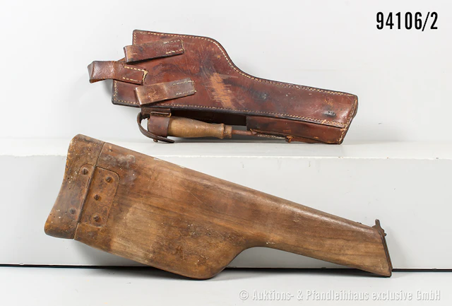 Anschlagkasten / Hartschalenholster aus Holz, 1. WK, für Pistole Mauser