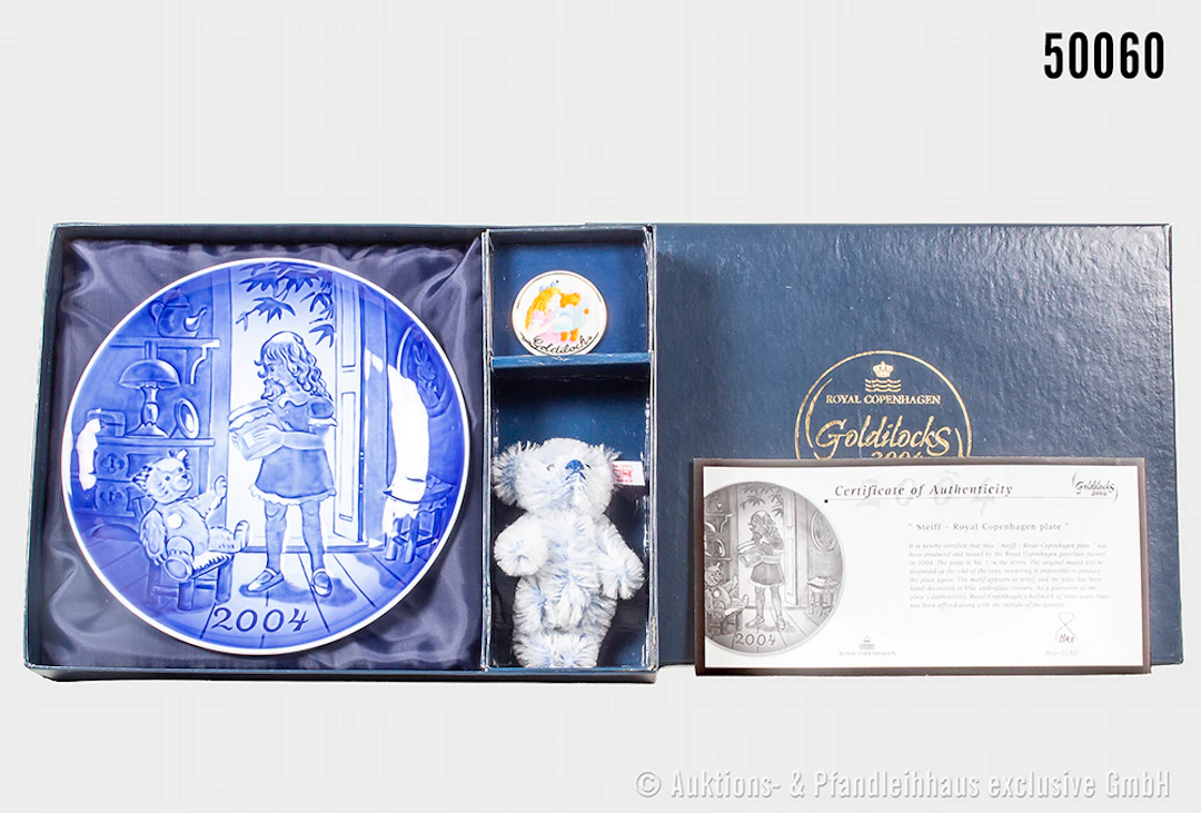 Steiff Setpackung "Royal Copenhagen Goldilocks 2004", Porzellanteller