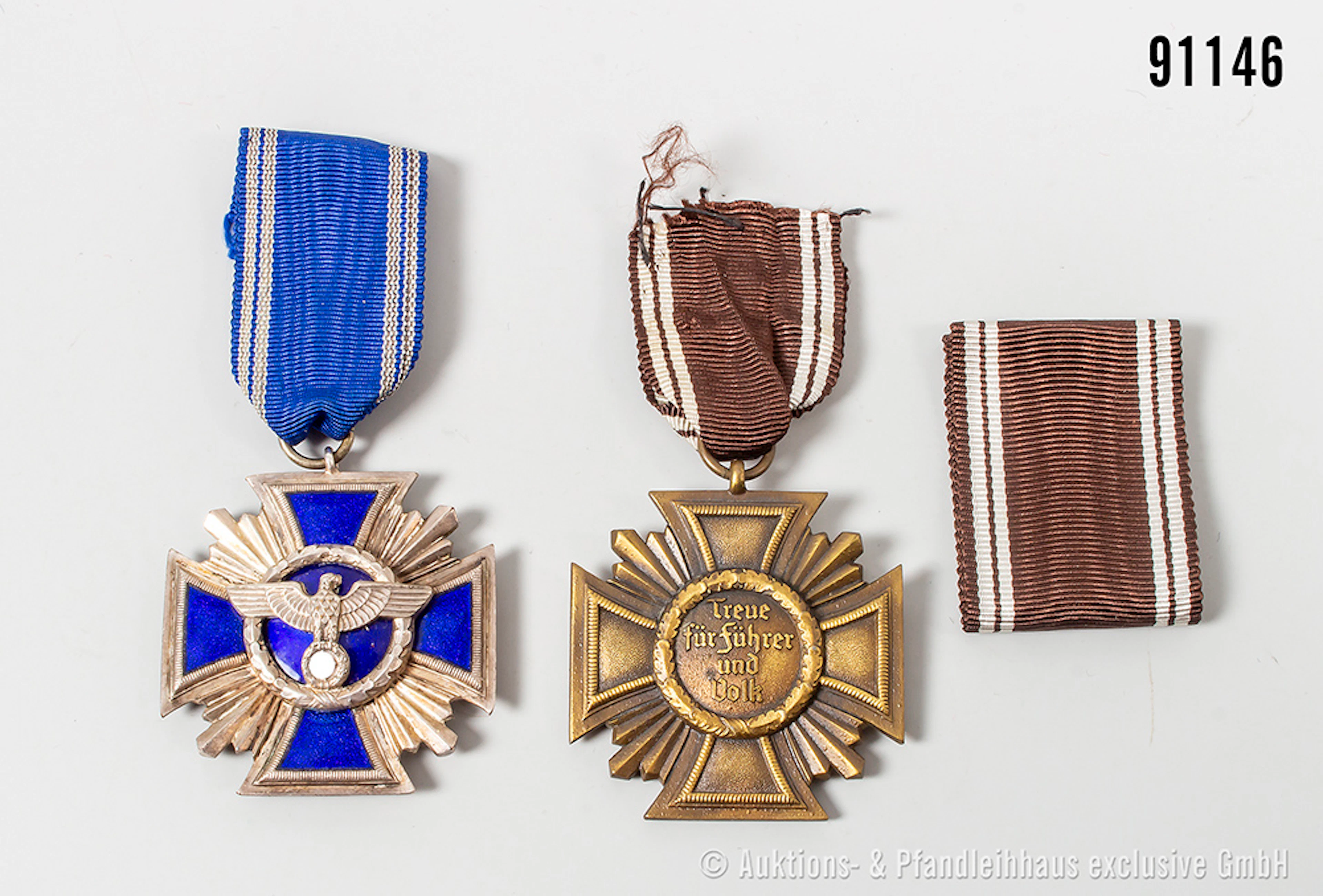 Konv. 2 NSDAP Dienstauszeichnungen in Bronze und Silber, gemischter Zustand