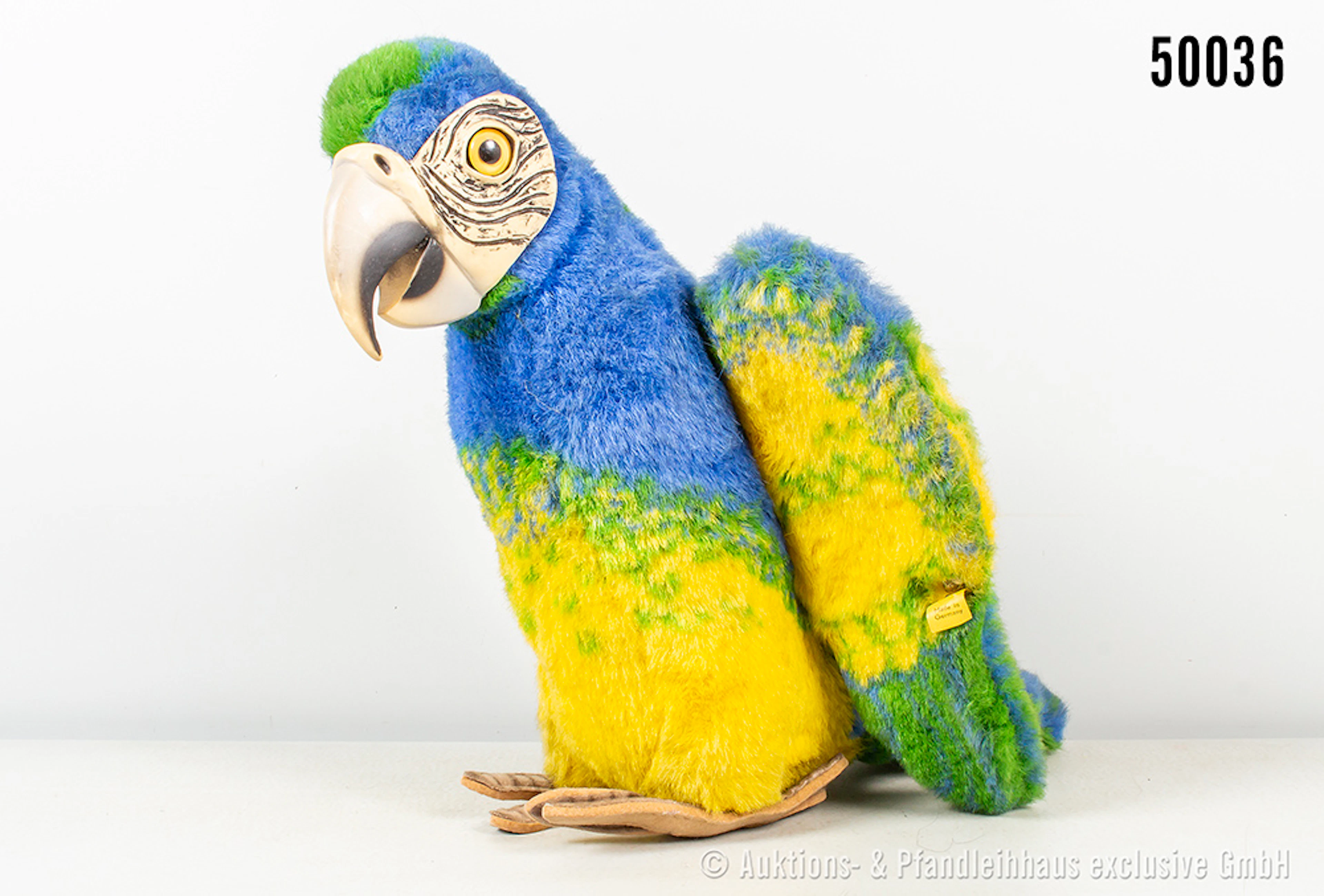 Steiff Papagei Ara, Mohair/ Gummi, KF Nr. 2511/30, Z 1-2