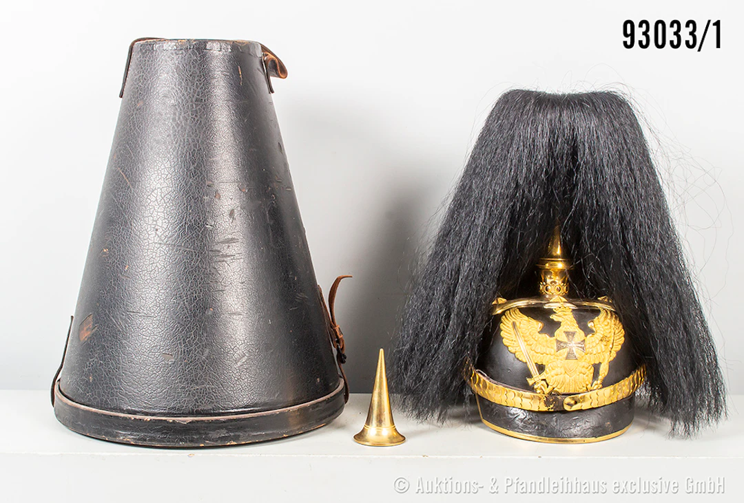 Preußen, Pickelhaube für Reserve-Offiziere der Dragoner, komplett
