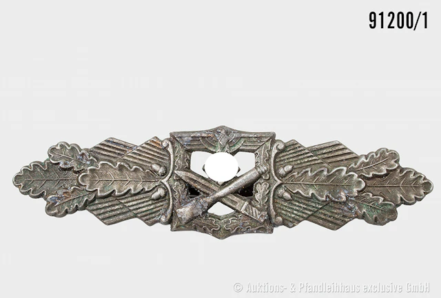 Nahkampfspange in Bronze, Zinkausf., Hersteller "FLL", Plättchen fehlt
