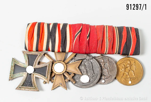 5er Ordensspange EK 2 1939, KVK 2. Klasse mit Schwertern, Ostmedaille