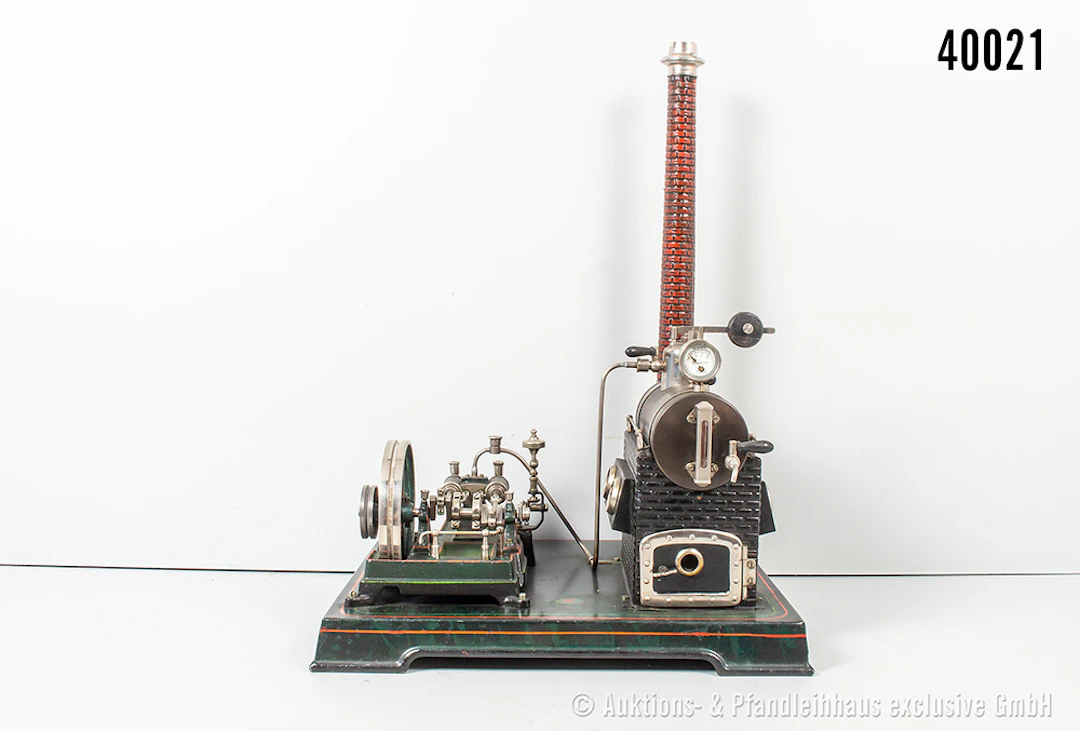Doll Dampfmaschine, liegender Kessel, KD 6 cm, Manometer, Schornstein