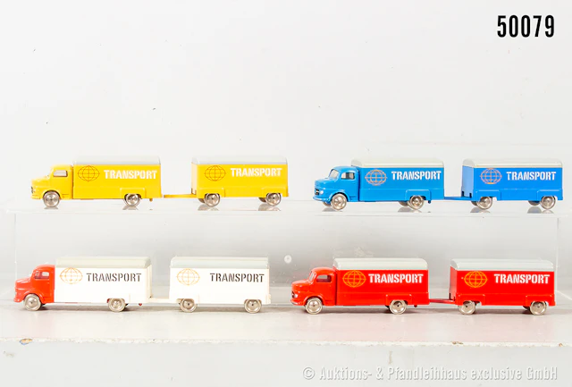 Lego H0 Modellfahrzeuge, Mercedes Koffer Lastzug "Transport" mit Anhänger