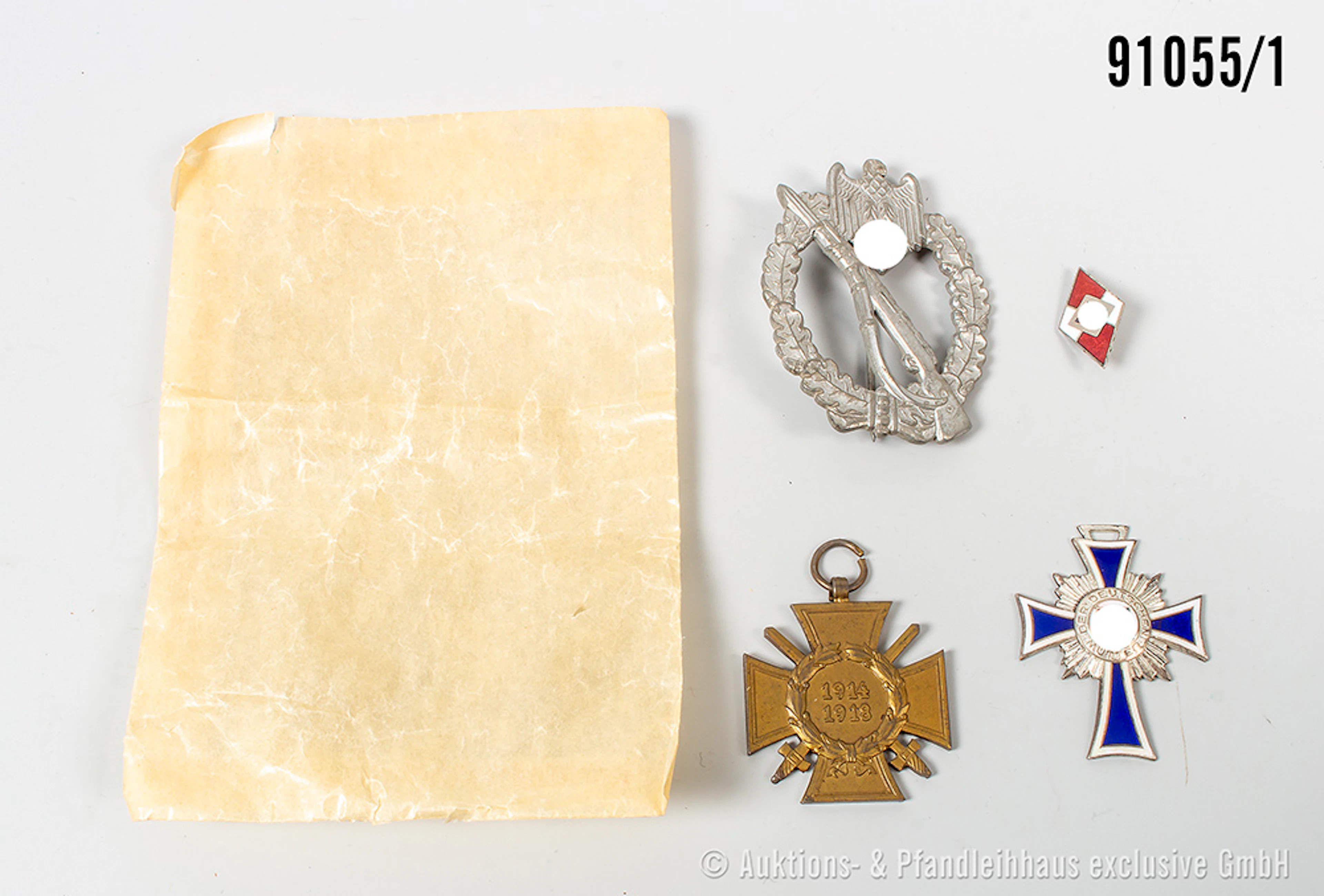 Konv. Infanterie-Sturmabzeichen in Silber, Zinkausführung, Mutterkreuz