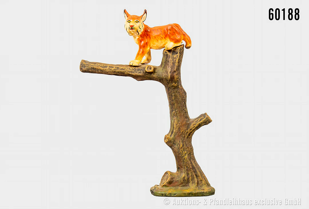 Luchs auf Baumstamm, Masse, H 16,5 cm, Z 1, Originalstück ?