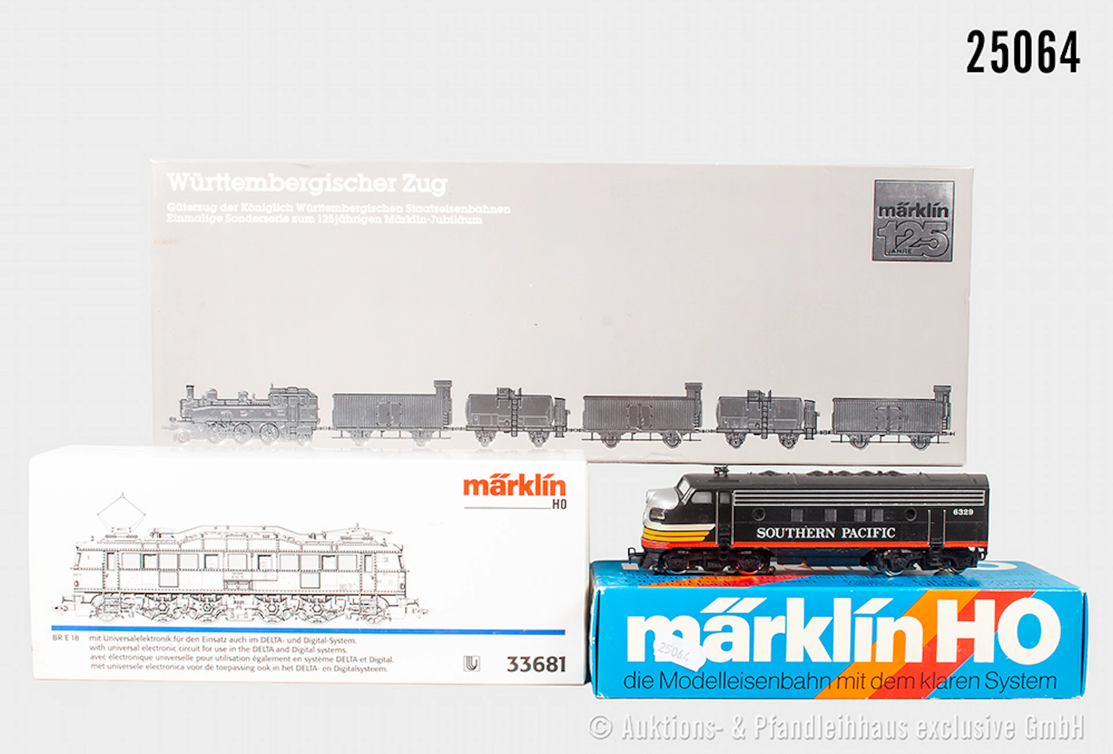 Märklin H0: 4129 Diesellok, SP, BN 6329 & 33681 E-Lok, DRG, BN E18