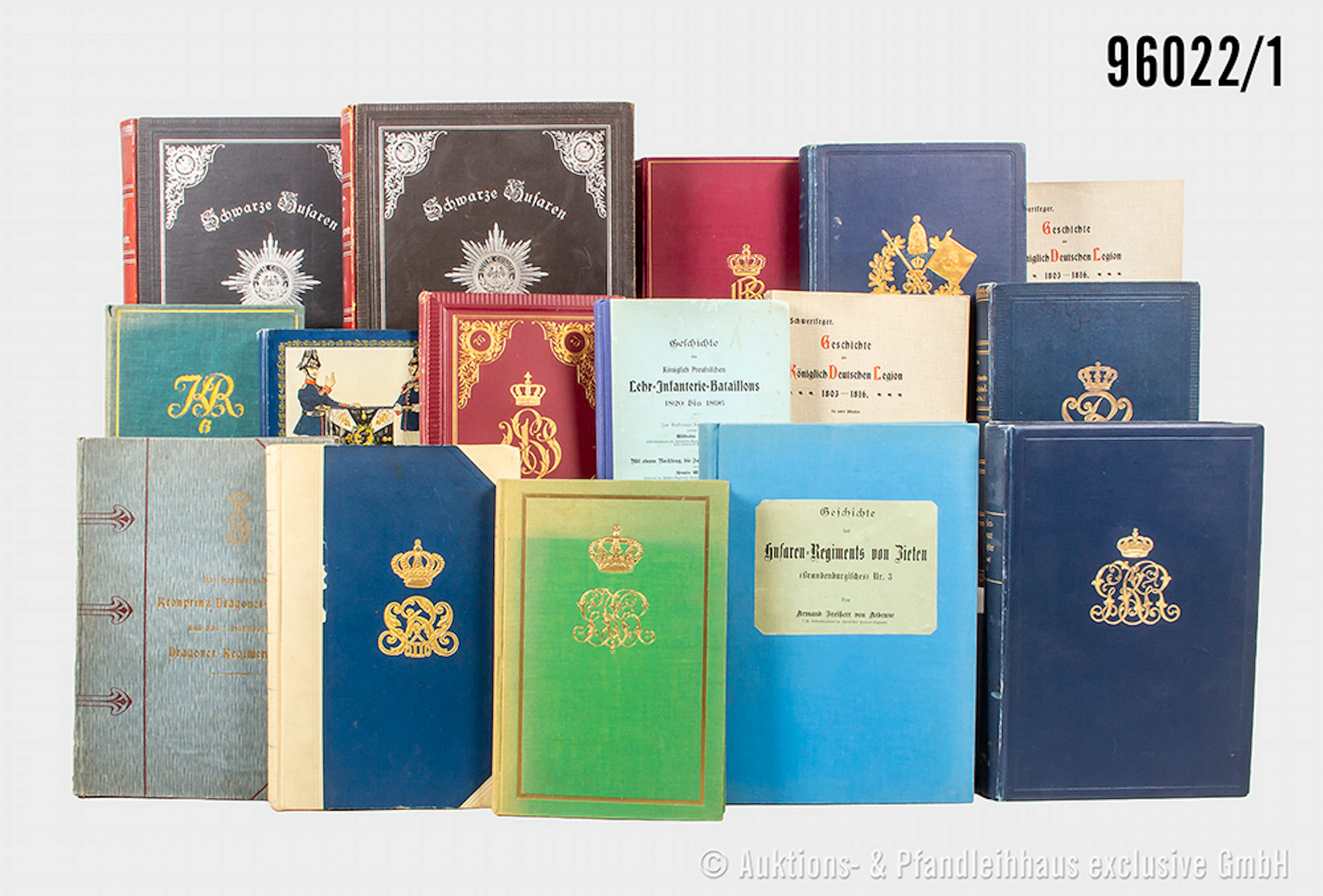 Konv. 26 überw. Regimentsgeschichten aus der Kaiserzeit, u.a. Leib-Husaren-Regim