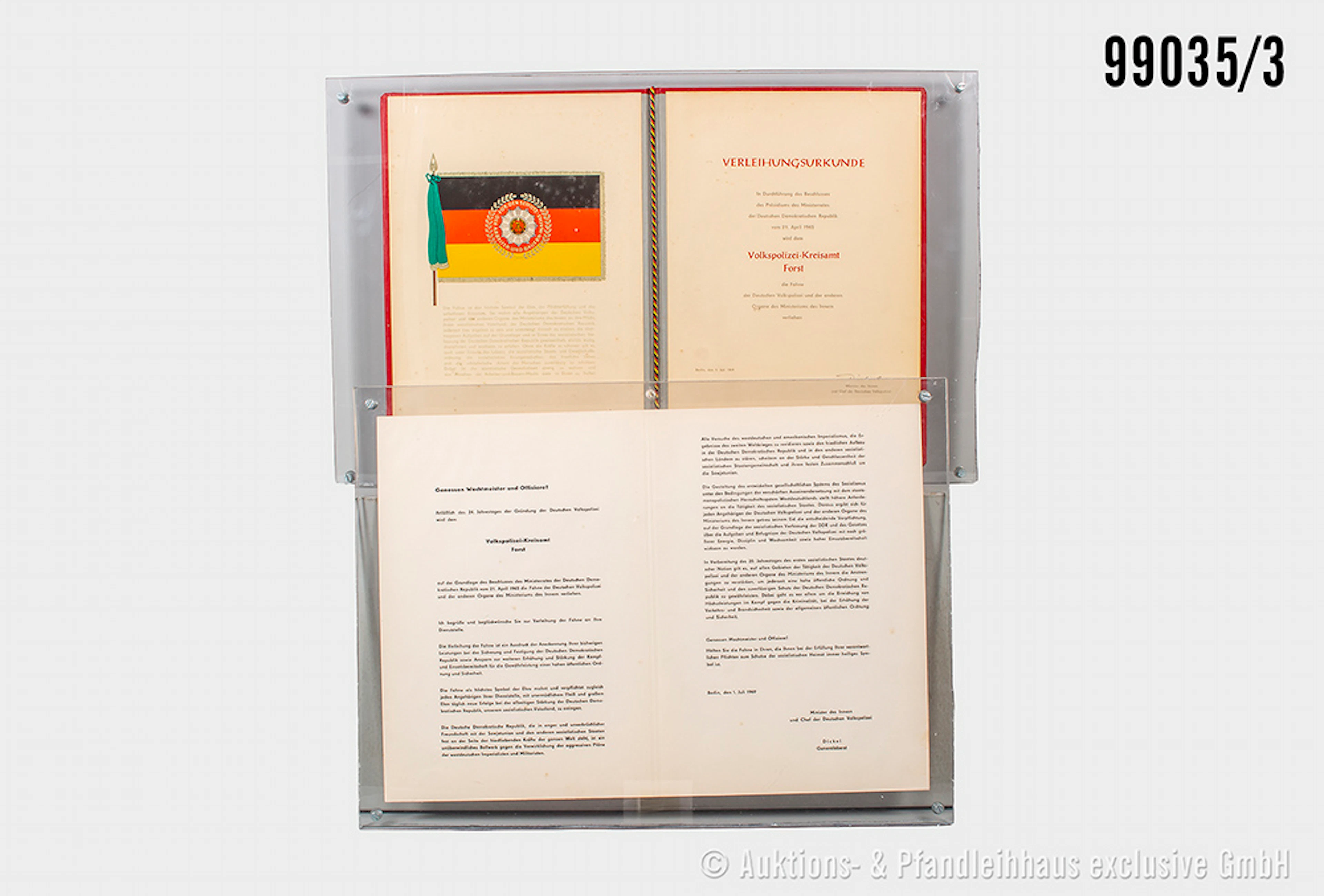 DDR Volkspolizei Ehrenbanner "Volkspolizei-Kreisamt Forst", komplett