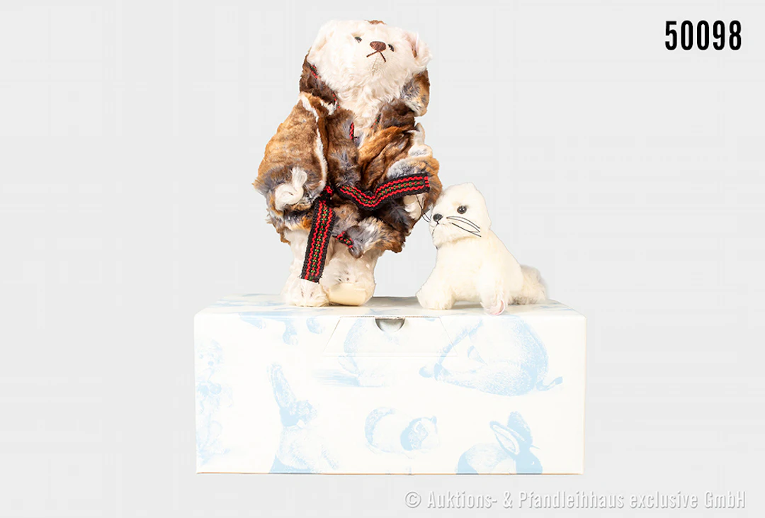 Steiff Set Eskimo mit Robbe, Mohair/ Webplüsch, KF Nr. 036095, limitierte