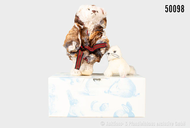 Steiff Set Eskimo mit Robbe, Mohair/ Webplüsch, KF Nr. 036095, limitierte