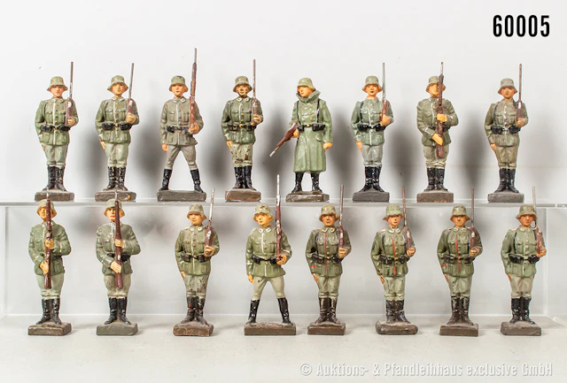 Lineol Figuren, meist stillgestanden, teils Varianten, Masse, 7 cm, meist Z 1-2