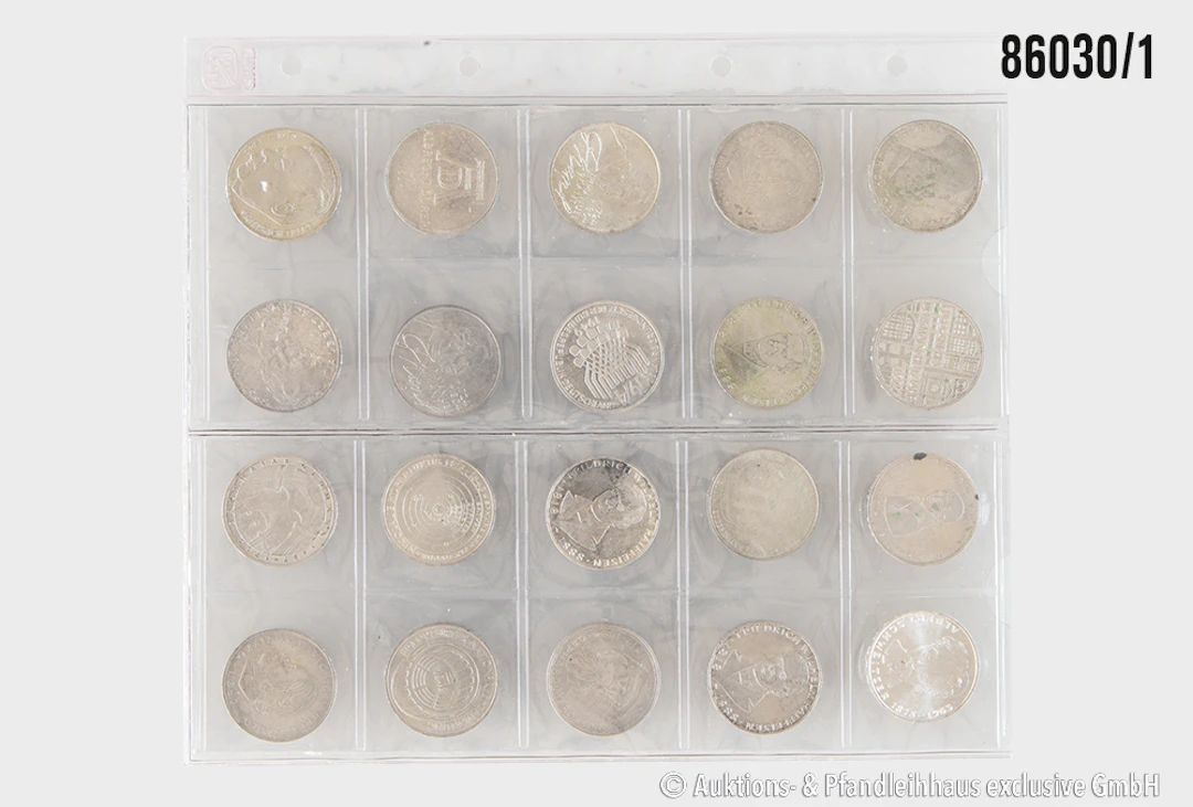 BRD Konvolut 20x 5 DM Gedenkmünzen verschiedene Motive, Silber 625