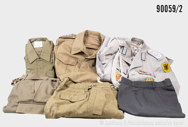 Konv. Bundeswehruniformen, u.a. 8 Dienstanzugsjacken und -hosen, komplett