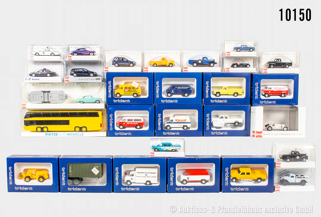 Konv. H0 Modellautos, Busch, Trident und Rietze, Z 0, OVP