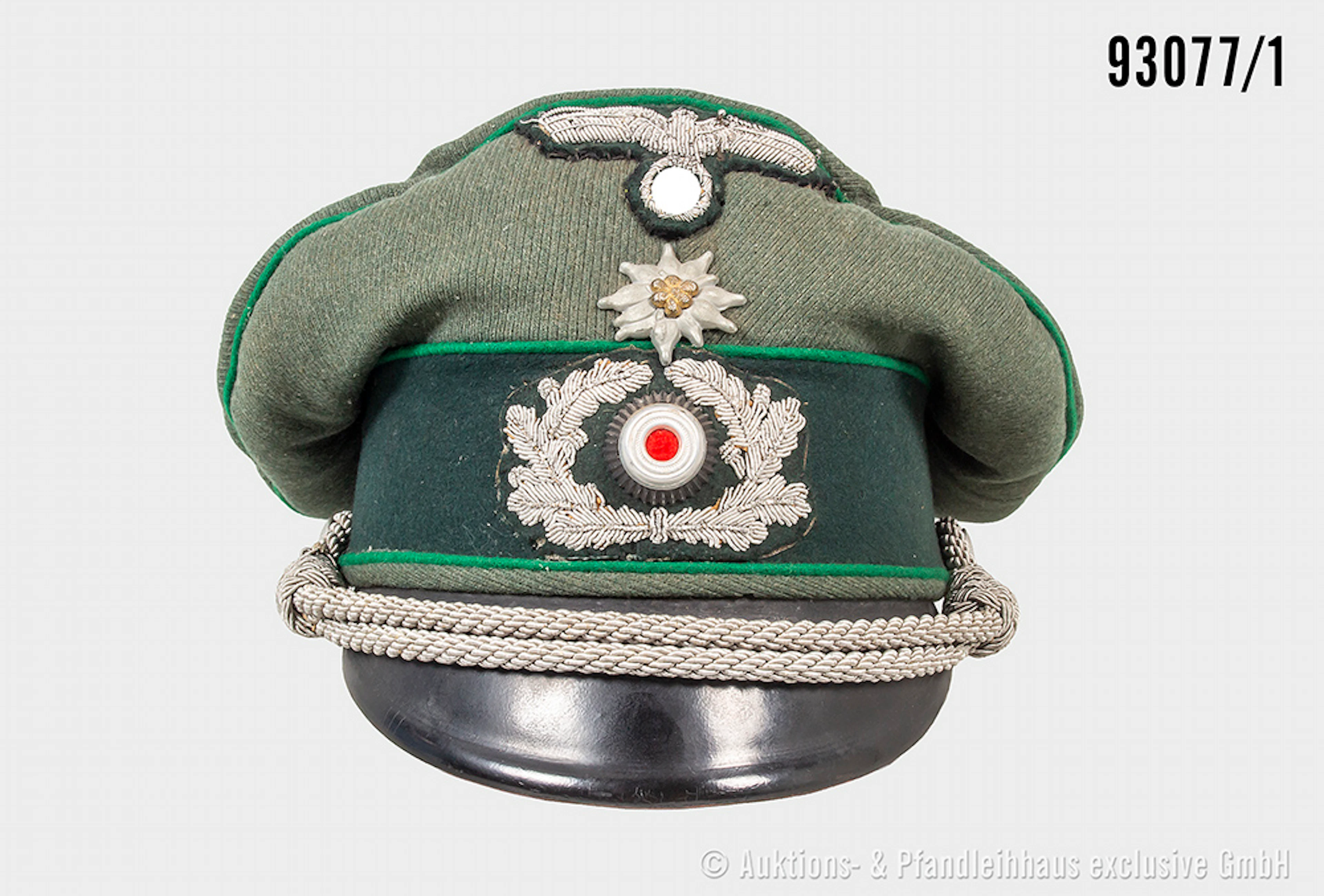 Schirmmütze für Offiziere der Gebirgsjäger, komplett mit Effekten