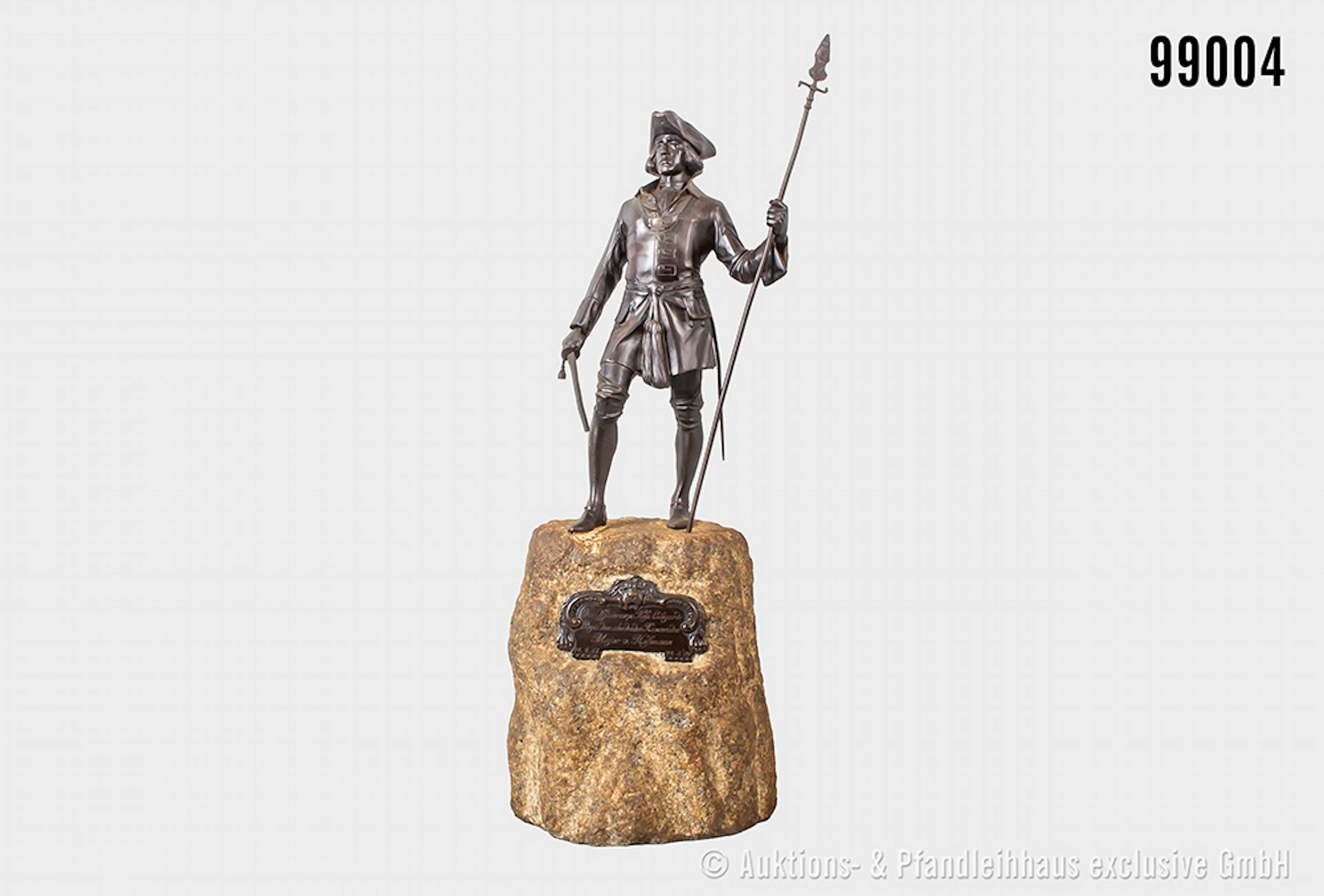 Hessen-Darmstadt, Bronze-Soldat mit Ringkragen, Sponton und Säbel