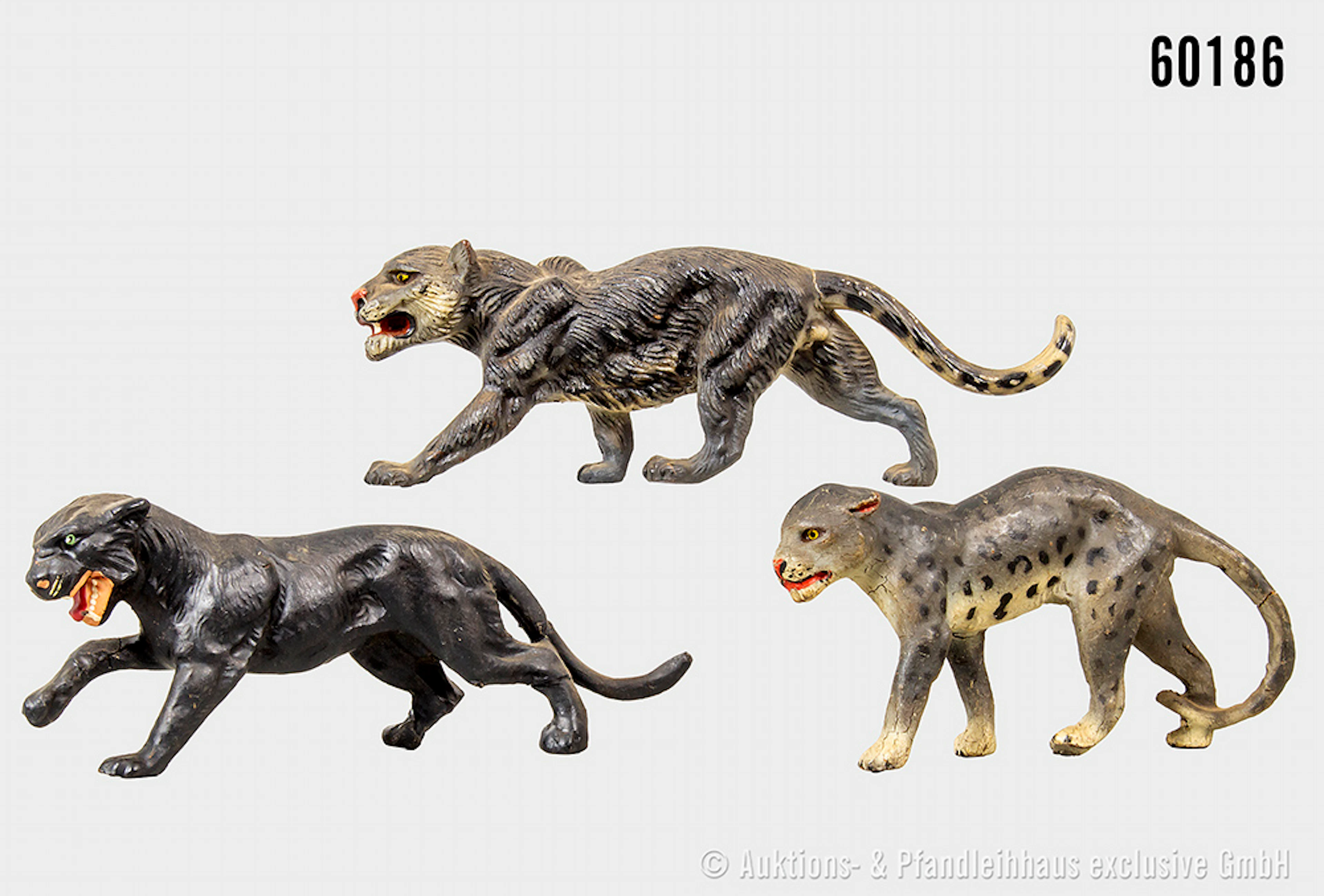 2 x Schneeleopard und Panther, Masse, L bis ca. 14,5 cm, Z 1