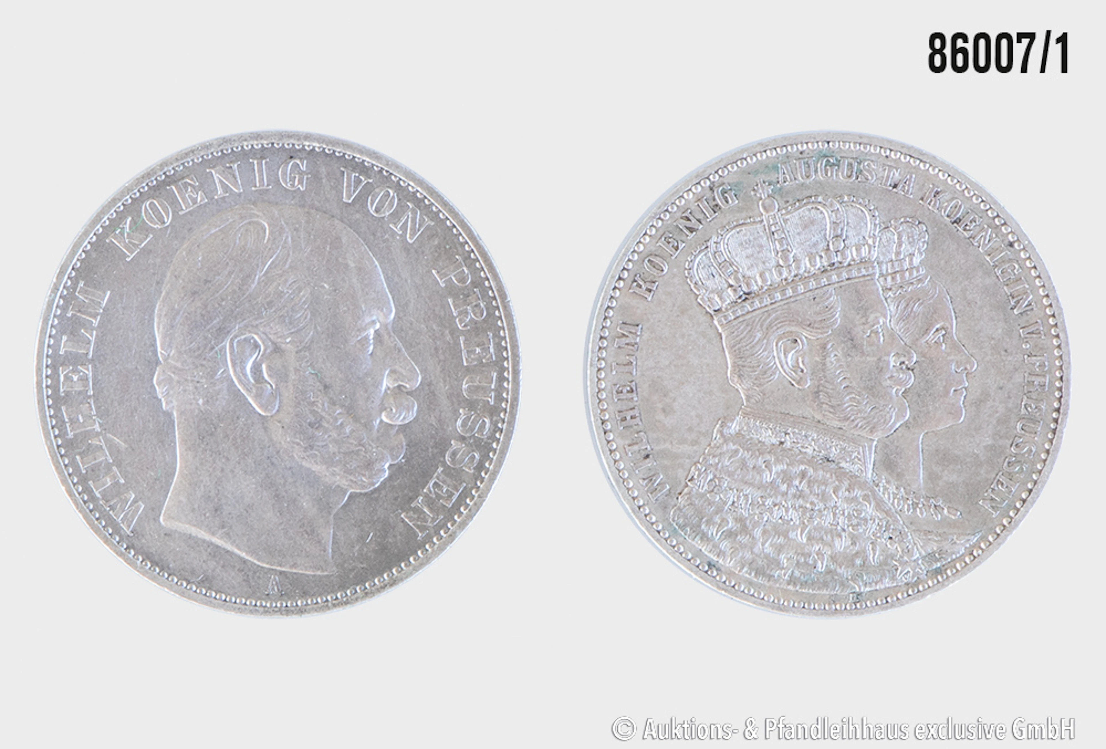 Preußen Krönungstaler 1861 Wilhelm I u. Königin Augusta, Silber 900