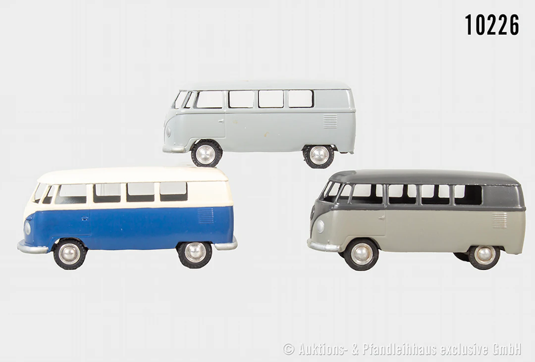 Märklin Modellfahrzeuge, Volkswagen, Metall, L 9 cm, teils übermalt, Z 1-3