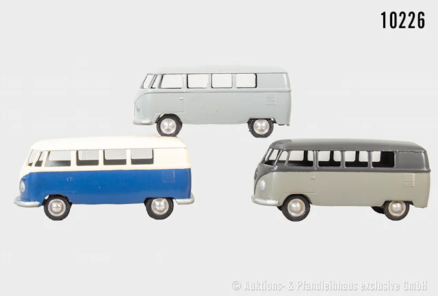Märklin Modellfahrzeuge, Volkswagen, Metall, L 9 cm, teils übermalt, Z 1-3