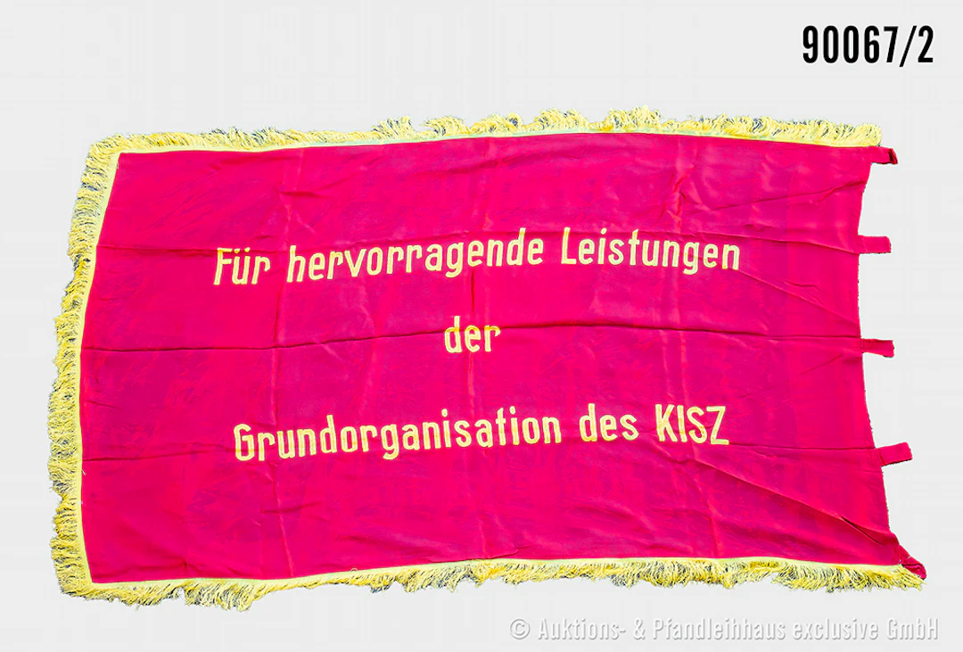 DDR FDJ-Fahne mit Fransen, beidseitig bestickt "Ehrenbanner Zentralrat