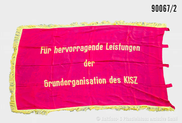 DDR FDJ-Fahne mit Fransen, beidseitig bestickt "Ehrenbanner Zentralrat