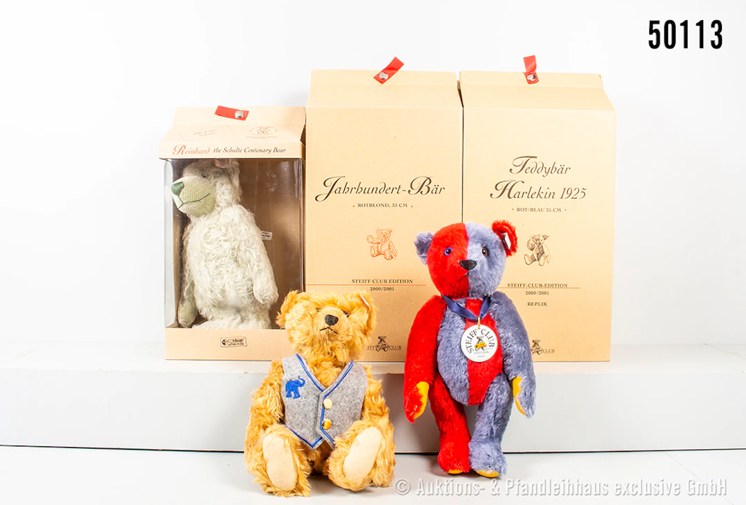 Steiff Replika Teddybären, Mohair, KF, Jahrhundert-Bär, Nr. 420221