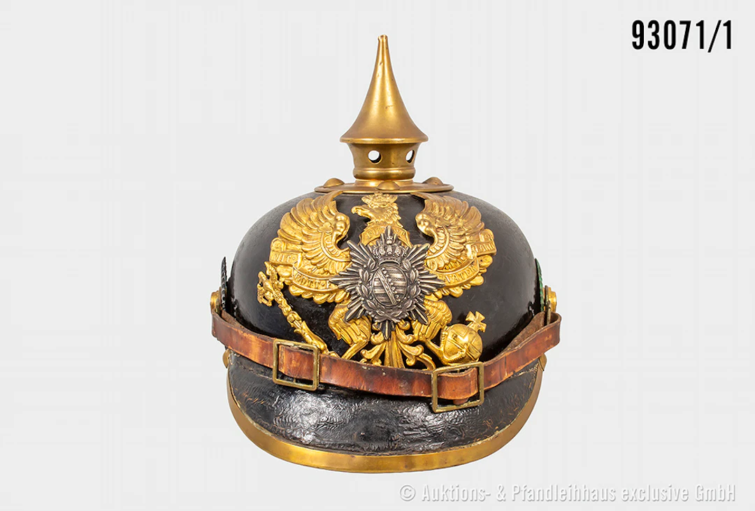 Sachsen Coburg-Gotha Pickelhaube für Mannschaften, keine Doppellöcher