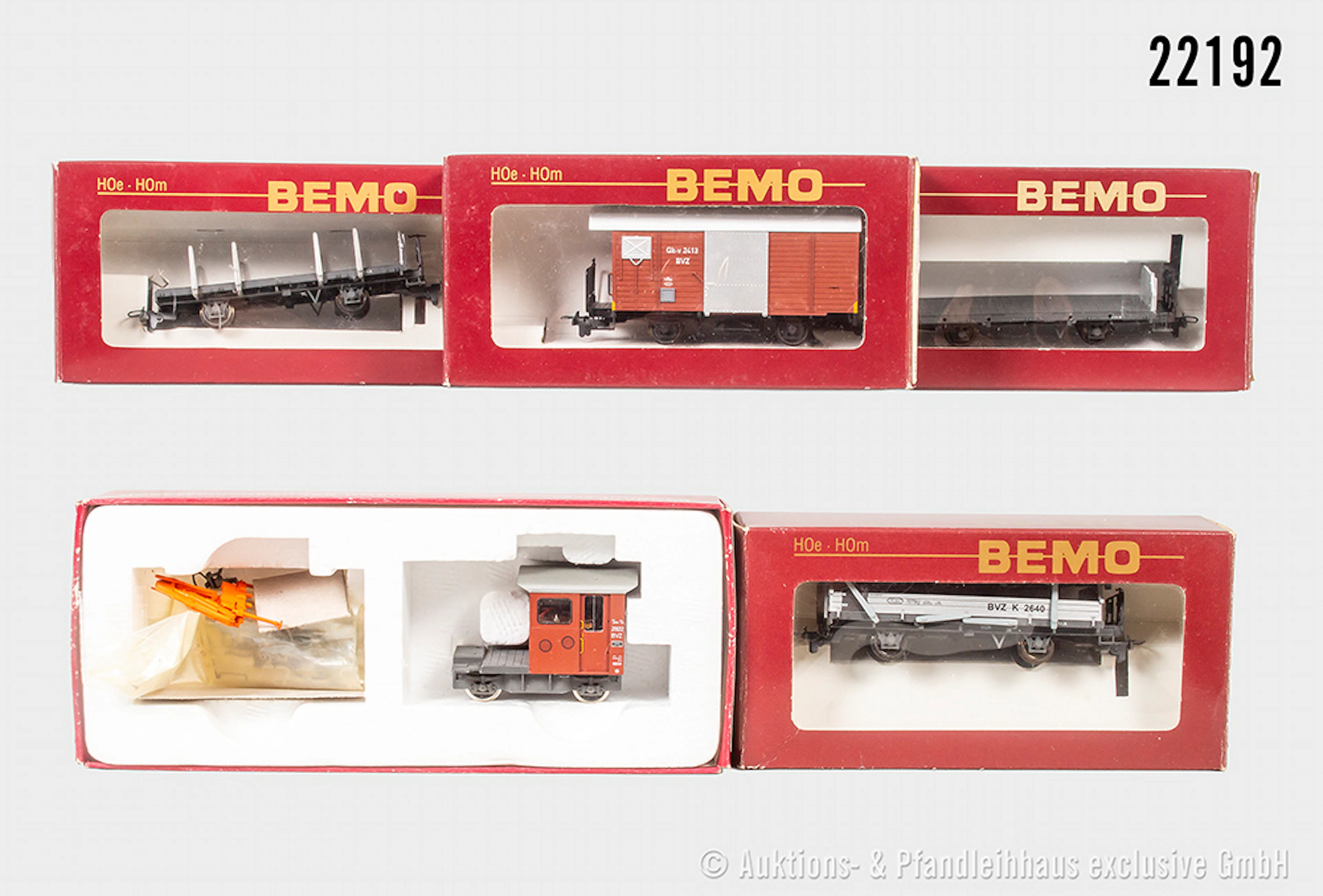 Bemo/Friho H0m Güterzug: Diesellok Tm 2/2, BZW, BN 2922 & 4 Wagen